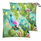 Evans Lichfield Peacock Outdoor Polyester Filled Floor Cushions Twin Pack Multi