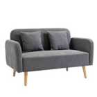 HOMCOM 2 Seat Loveseat Sofa Chenille Fabric Upholstered Couch Wood Legs - Grey