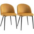 HOMCOM Modern Upholstered Fabric Bucket Seat Dining Chairs Set Of 2 - Yellow