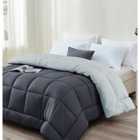 Sleepynights 13.5 Tog Box Stitching Reversible Coverless Summer Cool Duvet Grey And Charcoal - Double