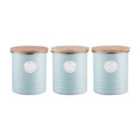 Living Set Of 3 Tea,coffee,sugar Storage Containers - Blue