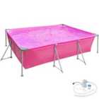 Tectake Swimming Pool Rectangular With Pump 300X207X70cm Pink