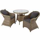 Tectake Rattan Garden Furniture Set Zurich With 2 Arm Chairs And Table Brown