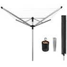 Brabantia Lift-o-matic Advance 60m Rotary Dryer With Ground Spike, Cover And Peg Bag - Metallic Grey