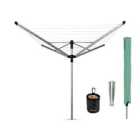 Brabantia Lift-o-matic Advance 50m Rotary Dryer With Ground Spike, Cover And Peg Bag - Metallic Grey