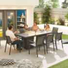 Nova Milano 8 Rectangular Outdoor Dining Set With Firepit - Grey