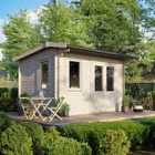 Power 14x10 Apex Log Cabin, Doors to the Right - 28mm Logs
