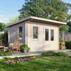 Power 14x10 Pent Log Cabin, Doors to the Right - 28mm Logs