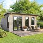 Power 18x18 Apex Log Cabin, Doors to the Left - 44mm Logs
