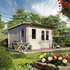 Power 14x14 Apex Log Cabin, Doors to the Right - 28mm Logs
