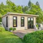 Power 20x16 Pent Log Cabin, Doors to the Right - 44mm Logs
