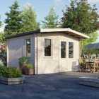 Power 12x14 Chalet Log Cabin, Doors to the Right - 28mm Logs