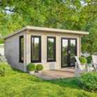 Power 16x16 Pent Log Cabin, Doors to the Right - 44mm Logs