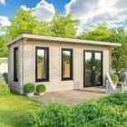 Power 20x8 Pent Log Cabin, Doors to the Right - 44mm Logs
