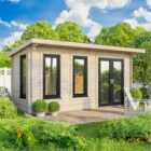 Power 18x8 Pent Log Cabin, Doors to the Right - 44mm Logs