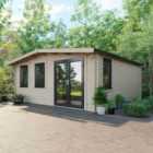 Power 18x18 Chalet Log Cabin, Doors to the Right - 44mm Logs