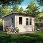 Power 14x12 Apex Log Cabin, Doors to the Right - 28mm Logs