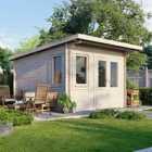 Power 12x14 Pent Log Cabin, Doors to the Right - 28mm Logs