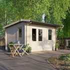 Power 14x12 Apex Log Cabin, Doors to the Left - 28mm Logs