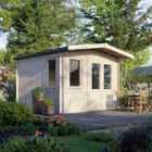 Power 12x12 Chalet Log Cabin, Doors to the Right - 28mm Logs
