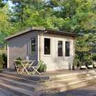 Power 12x14 Apex Log Cabin, Doors to the Right - 28mm Logs