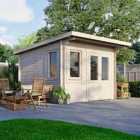 Power 12x12 Pent Log Cabin, Doors to the Right - 28mm Logs