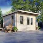 Power 14x12 Pent Log Cabin, Doors to the Right - 28mm Logs