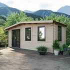 Power 8x20 Chalet Log Cabin, Doors to the Left - 44mm Logs