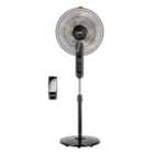 Geepas Black 16" Pedestal Fan with Remote Control & Height Adjustable