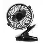 Hardys 3 Speed USB Rechargeable Clip On Cooling Portable Fan Desk Computer Pushchair - Black