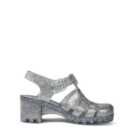 JUJU Silver Glitter Chunky Jelly Heel Sandals
