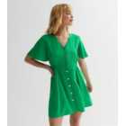 Green Button Front Mini Dress