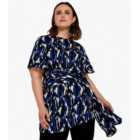 Apricot Curves Navy Camo Belted Top