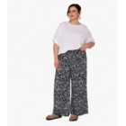 Apricot Curves Navy Paisley Wide Leg Trousers