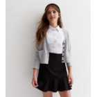 Girls Black Adjustable Waist Peplum School Skirt