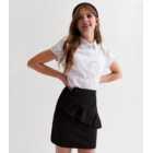 Girls Black Asymmetric Frill School Skirt