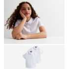 Girls 2 Pack White Short Sleeve Slim Fit School Shirts