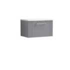 Nuie Deco 600mm Wall Hung Single Drawer Vanity & Sparkling White Laminate Top - Satin Grey