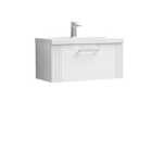 Nuie Deco 800mm Wall Hung Single Drawer Vanity & Basin 3 - Satin White