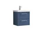Nuie Deco 500mm Wall Hung 2 Drawer Vanity & Basin 3 - Satin Blue