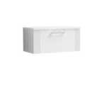 Nuie Deco 800mm Wall Hung Single Drawer Vanity & Sparkling White Laminate Top - Satin White