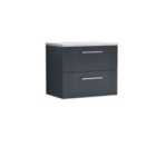 Nuie Deco 600mm Wall Hung 2 Drawer Vanity & Bellato Grey Laminate Top - Satin Anthracite