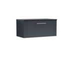 Nuie Deco 800mm Wall Hung Single Drawer Vanity & Sparkling Black Laminate Top - Satin Anthracite