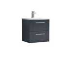 Nuie Deco 500mm Wall Hung 2 Drawer Vanity & Basin 4 - Satin Anthracite