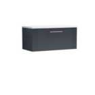 Nuie Deco 800mm Wall Hung Single Drawer Vanity & Sparkling White Laminate Top - Satin Anthracite