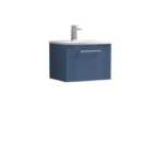 Nuie Deco 500mm Wall Hung Single Drawer Vanity & Basin 4 - Satin Blue