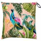 Evans Lichfield Peacock Outdoor Polyester Filled Floor Cushion Blush