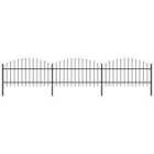 vidaXL Garden Fence With Spear Top Steel (1-1.25)x5.1 M Black
