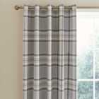 Piper Checked Grey Blackout Eyelet Curtains