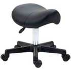 HOMCOM Saddle Stool Rolling Salon Chair - Black